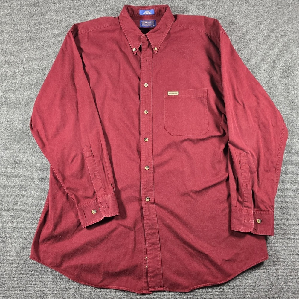 Vintage Pendleton Shirt Mens LL Red Cotton Button Front Long Sleeve Casual USA